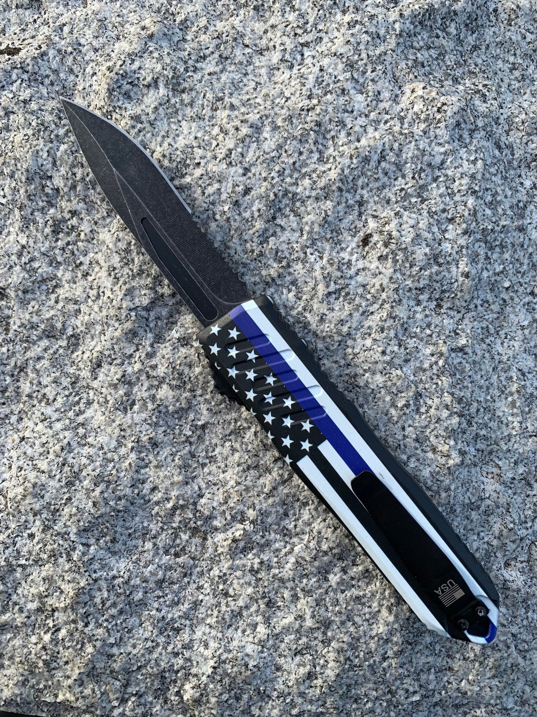 Thin Blue Line OTF Knife